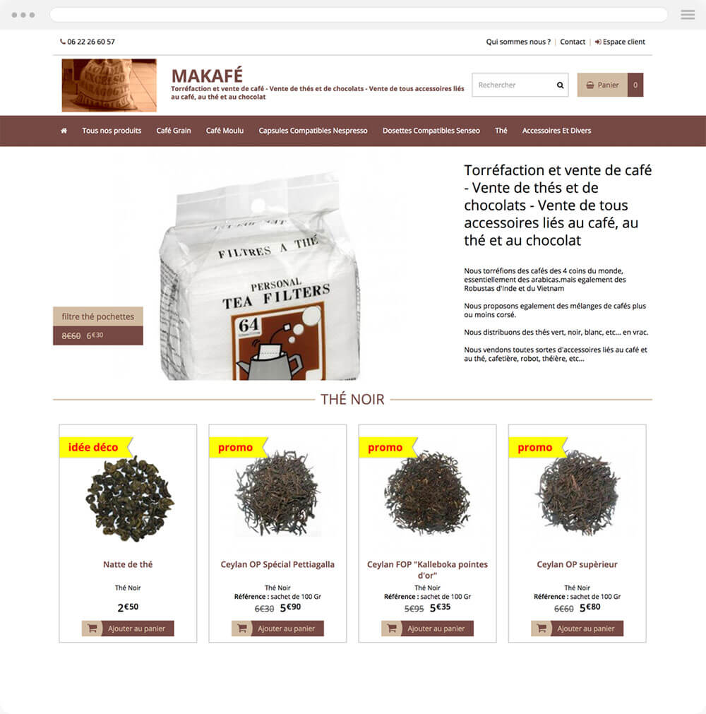 makafe.fr est réalisé avec epro shopping